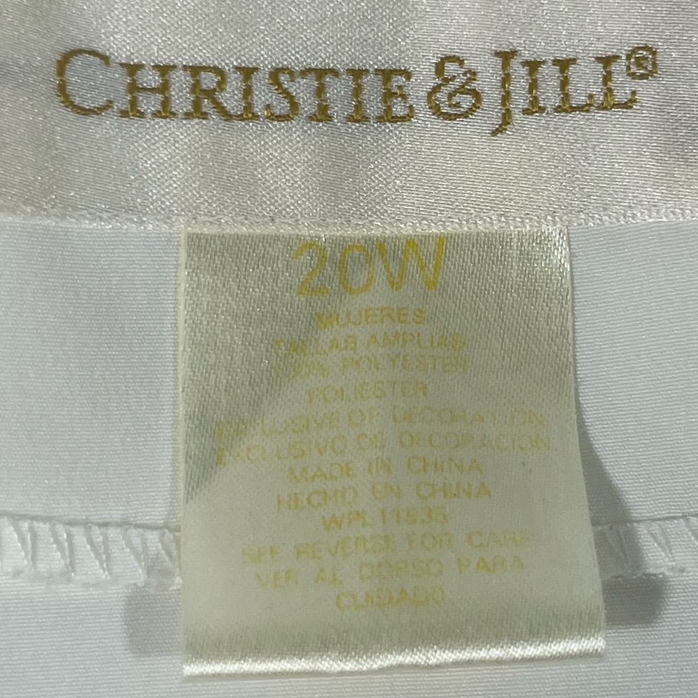 VTG CHRISTIE & JILL EMBROIDERED FLORAL BLOUSE BUTTON UP COTTAGECORE 20W IVORY - Picture 6 of 11